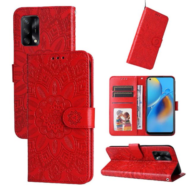 Funda tipo cartera GANGXUN para OPPO A74 4G , diseño girasol, cuero PU, soporte, cierre magnético, tarjetero