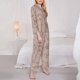 thumbnail image 3 of Balery Rose Gold Marble Texture Conjunto de Pijama con Estampado para Mujer, Conjunto de Dos Piezas con Manga Larga, Ropa de Dormir Suave con Bolsillos, Pijamas Cómodos-Medium, 3 of 7