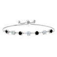 thumbnail image 2 of Gem Stone King 925 Sterling Silver Black Diamond and White Moissanite Infinity Links Bracelet for Women (2.47 Cttw, Round 4.5MM, Fully Adjustable up to 9 inch), 2 of 5