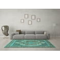 thumbnail image 3 of Ahgly Company Indoor Rectangle Medallion Turquoise Blue Traditional Area Rugs, 5' x 8', 3 of 4