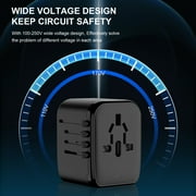 European Travel Plug Adapter, OGEDNAC International Plug Adapter with Type C, All-in-one Universal Power Adapter Plug for USA EU UK AUS, Black