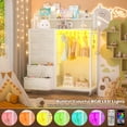 thumbnail image 4 of Homieasy Dresser for Bedroom with Clothes Rack & Shelves, 5 Drawers Dresser with Charging Station & LED Lights, Chest of Drawers with Lockable Wheels, Storage Shelves, Bedroom, Entryway,White Oak, 4 of 6