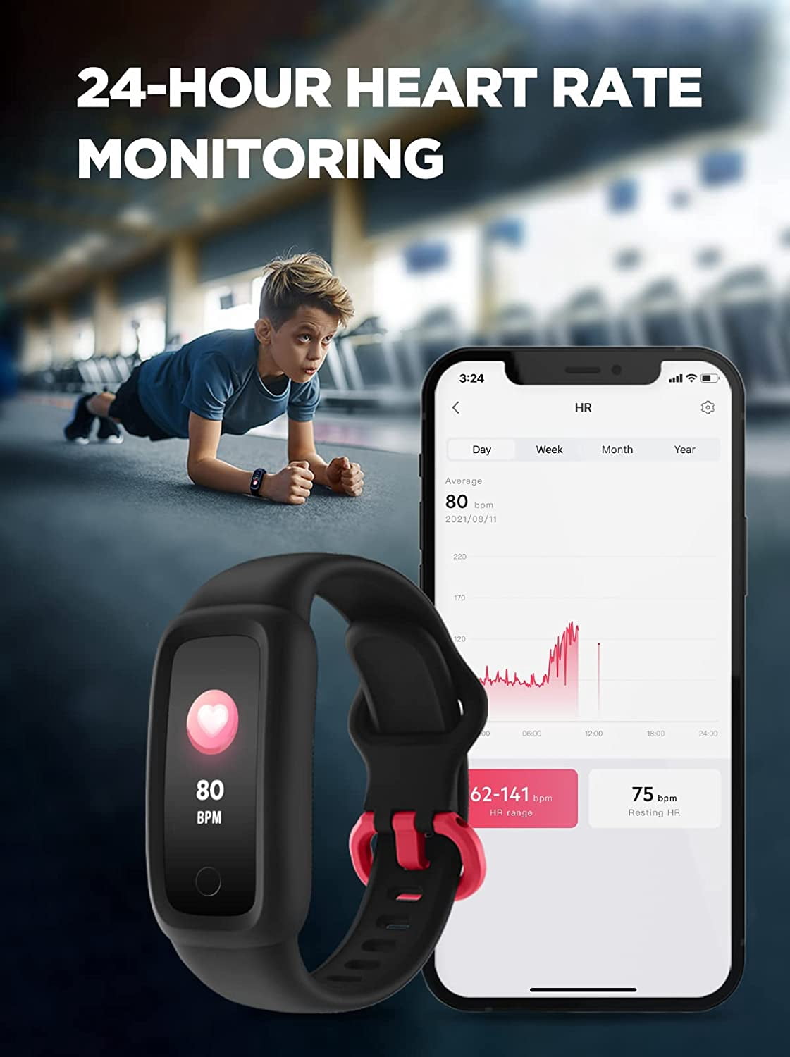 BIGGERFIVE Vigor 2 Fitness Tracker Watch, Activity Tracker, Smart Watch,  Heart Rate Monitor for Kids Girls Boys Black - Walmart.com
