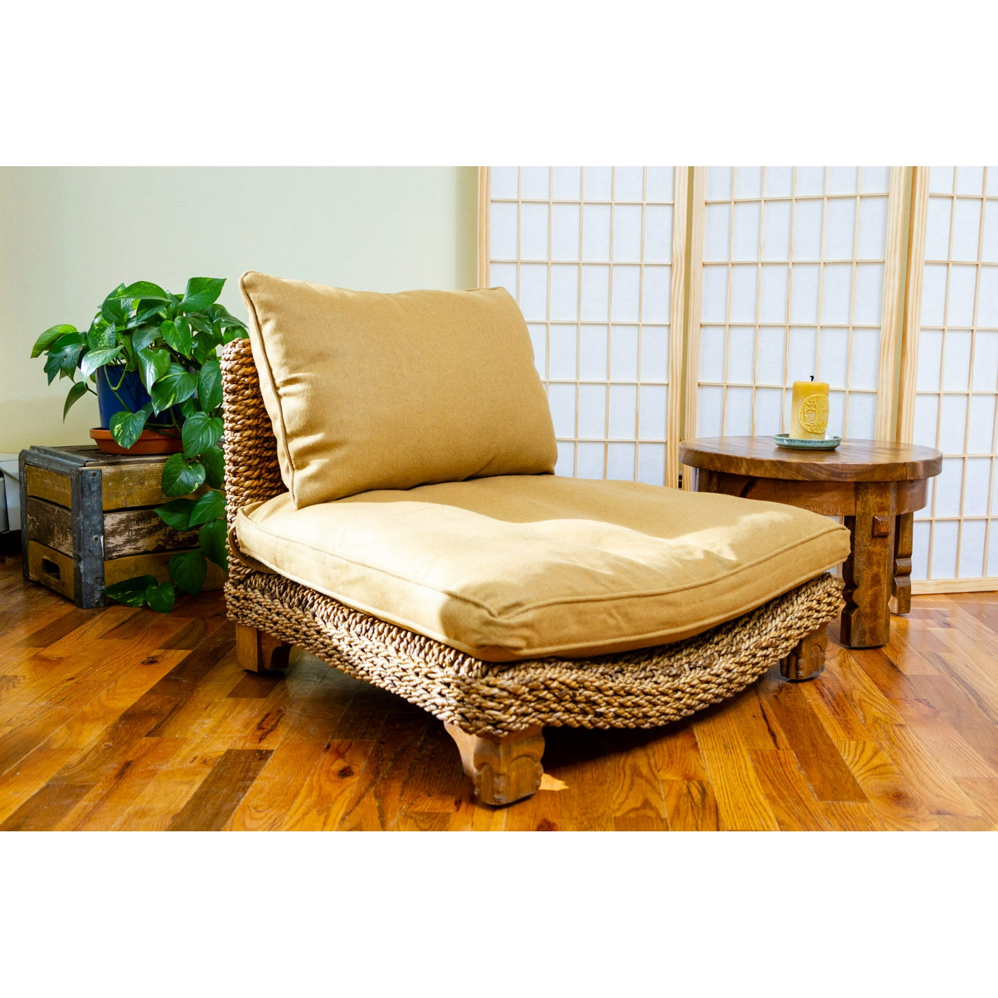 Seagrass Meditation Chair Natural Sustainable Mango Wood Walmart
