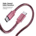 thumbnail image 4 of Powertek Luxe 6ft USB-C to USB-C Cable, Pink, Fast Charge & Sync, Metallic Mesh PVC Jacket, Durable Tangle-Free Design, 4 of 8