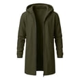 thumbnail image 6 of FSYBOA Men's Zipper Hoodies, Loose Fit Casual Winter Long Sleeve Long Hooded Jackets Army Green Size M, 6 of 6