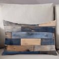 thumbnail image 3 of Navy Blue Brown Wood Throw Pillow Covers, Farmhouse Vintage Wooden Soft Breathable Pillow Cases with Invisible Zipper for Sleeping, Toddler Pillowcases for Couch Bed Sofa Chair 12x20 Inches, 3 of 6