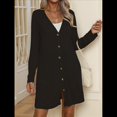 thumbnail image 4 of Cárdigan Ligero de Larga con Botones y Bolsillos para Mujer, Abierto Al Frente, Holgado y Ligero Negro L, 4 of 9
