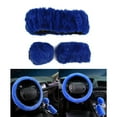 thumbnail image 3 of 3Pcs/Set Fluffy Thick Auto Car Steering Wheel Plush Cover Soft Wool Winter Blue, 3 of 10