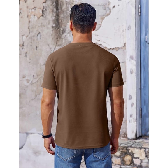 COOFANDY White T Shirts for Men Crewneck Short Sleeve Tees Classic Casual T-Shirts Brown S