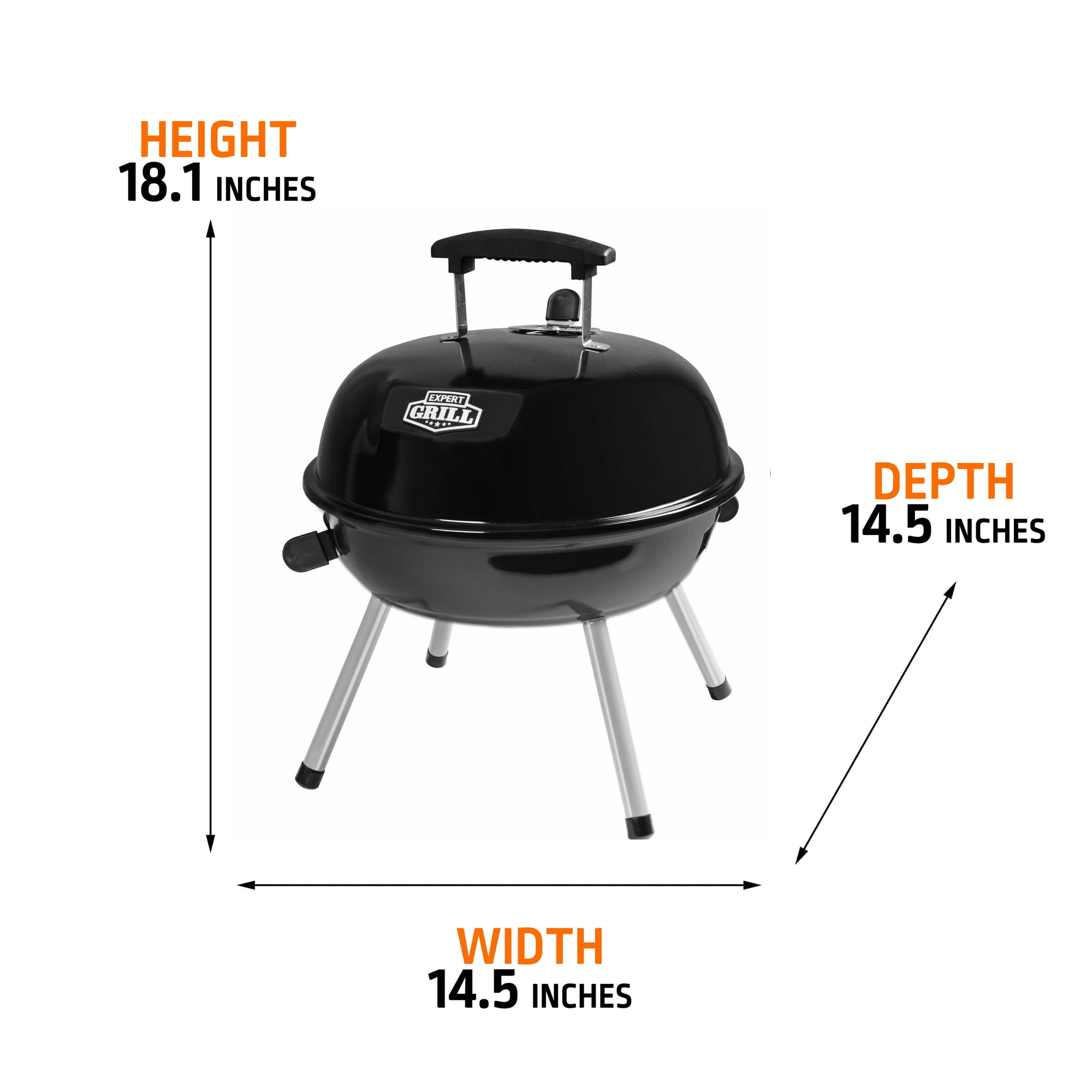 Expert Grill 14.5 inch Portable Charcoal Grill, Black