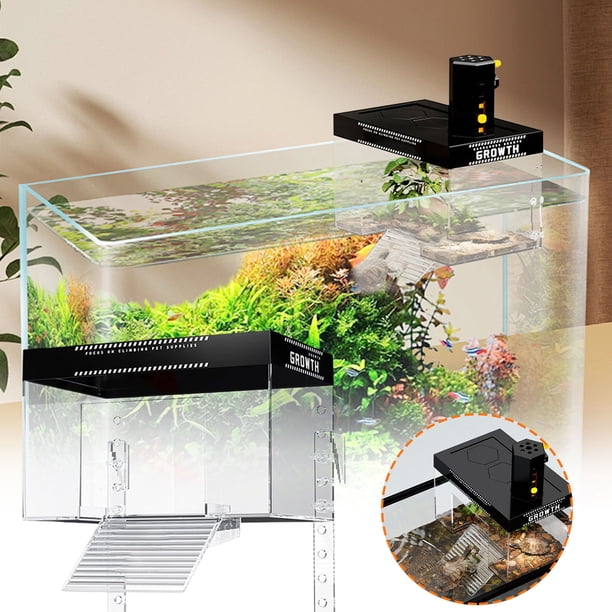 Plataforma de tortuga de acrílico Gran rampa flotante para terrario | Muelle para tomar el sol con soporte de suspensión para acuarios | Superficie de escalada antideslizante | Material de PC