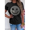 thumbnail image 2 of Casual Style: Black Rhinestone Smile Face Graphic Tee for Women, 2 of 8