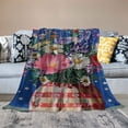 thumbnail image 2 of Shiartex 4th of July Throw Blanket Flannel, Soft Plush Cozy Baby Blankets, Spring Floral Blue Red Plaid Independence Day Blankets Throws Warn Fuzzy Blanket for Couch/Sofa/Chair/Travel White, 2 of 6