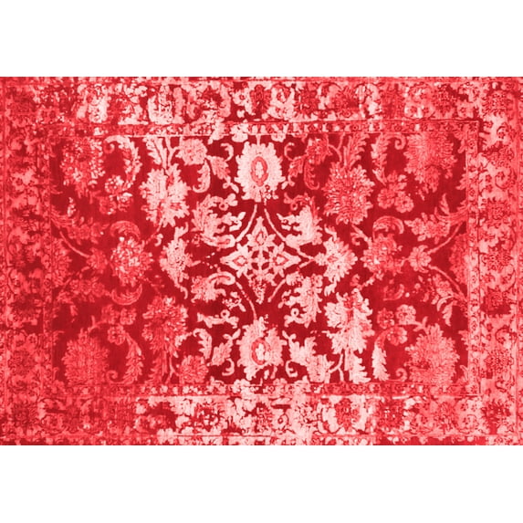 Ahgly Company Indoor Rectangle Abstract Red Contemporary Area Rugs, 2' x 3'