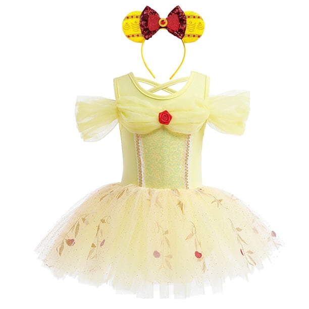 Disney Frozen Elsa Anna Niñas Tutu Vestido Cosplay Princesa Sirena Ariel Jasmine Belle Blancanieves Disfraz Fiesta de cumpleaños para niños Prom5T (Etiqueta 130) Gao Jinjia LED