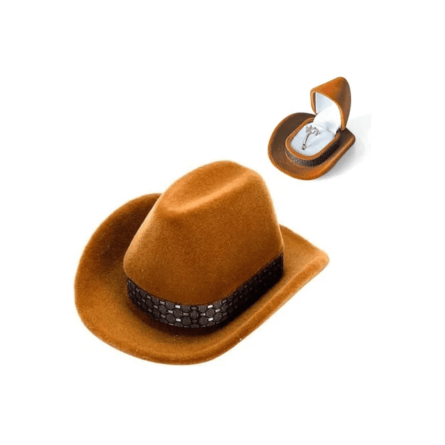2 Cajas Sombrero Vaquero Para Anillo De Compromiso Y Collar Xtellar cafe