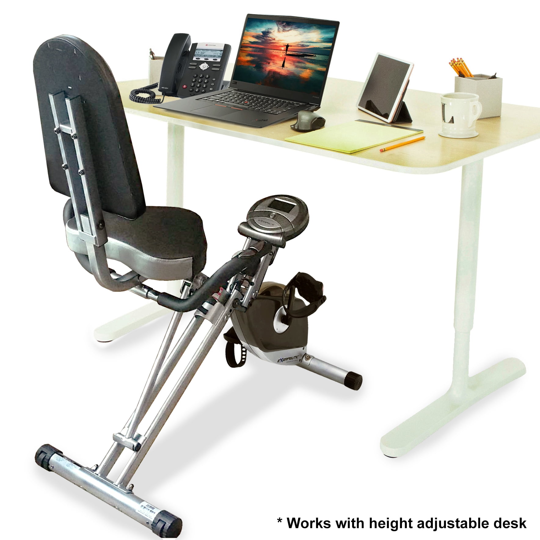 Exerpeutic 400XL Folding Foldable Recumbent Exercise Bike with Pulse