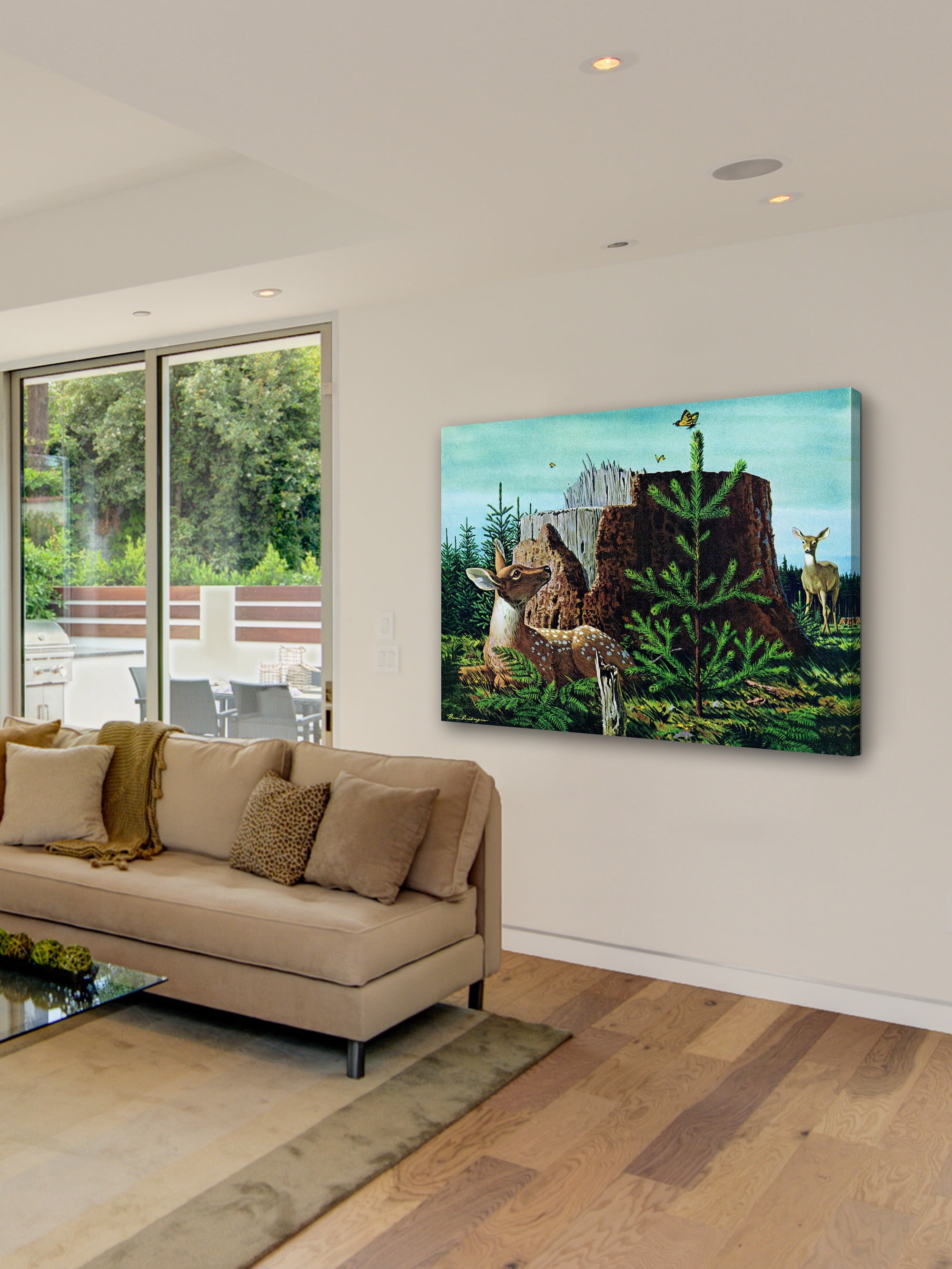 "Butterfly and Deer" Painting Print on Wrapped Canvas