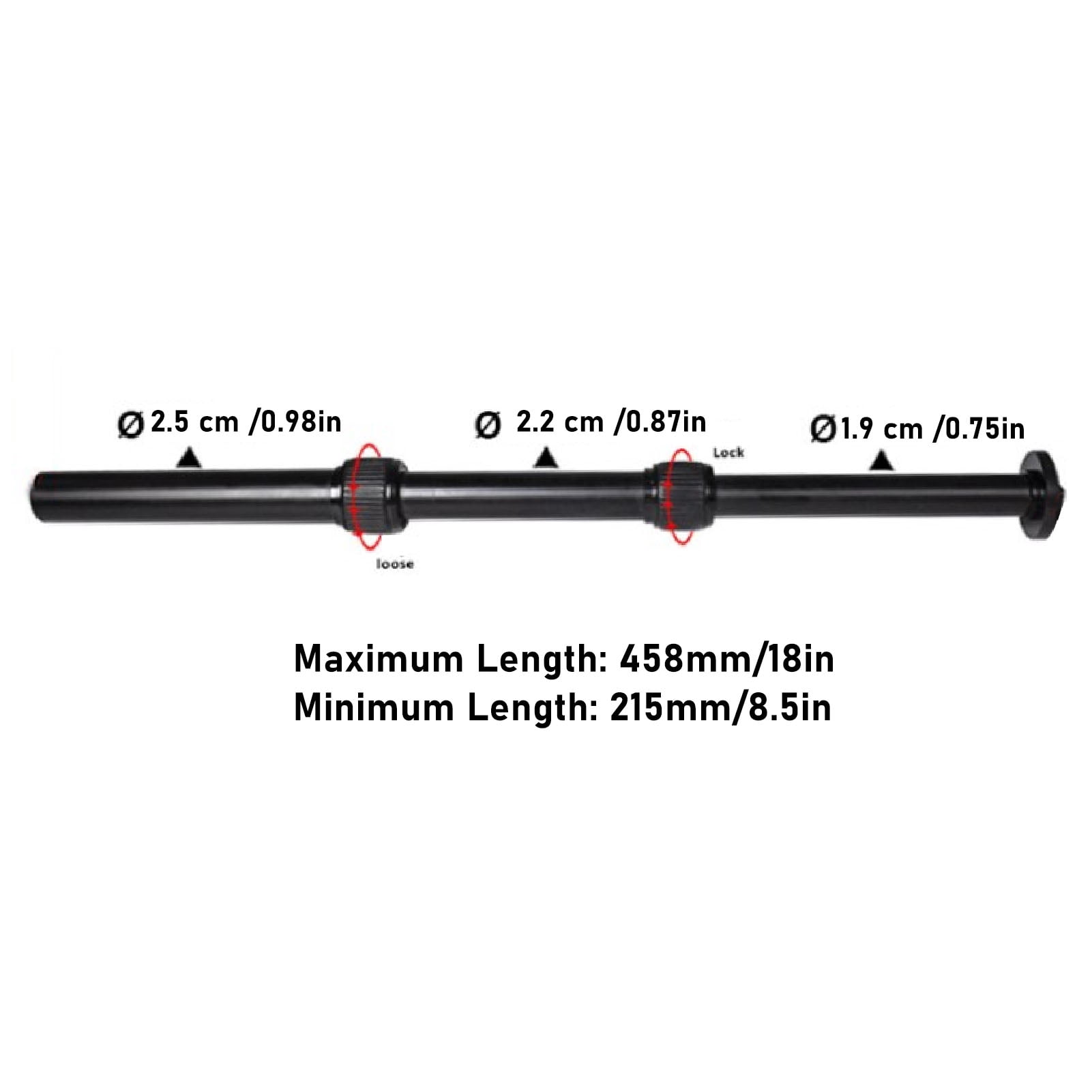 3 Section Tripod Extension Arm Strong Carrying Capacity Lightweight Aluminum Alloy Tripod Extension Tube for Camera