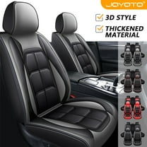 FANOTEK Black Gray, Pu Leather, Waterproof, Front Rear Seat Covers, 5 Pieces
