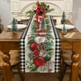 thumbnail image 2 of Christmas Table Runner, Buffalo Plaid Christmas Ball Decorations Christmas Runner for Table Seasonal Winter Decor for Indoor Outdoor Dining Table Decorations (White Black, 13'''' x 72''''), 2 of 6