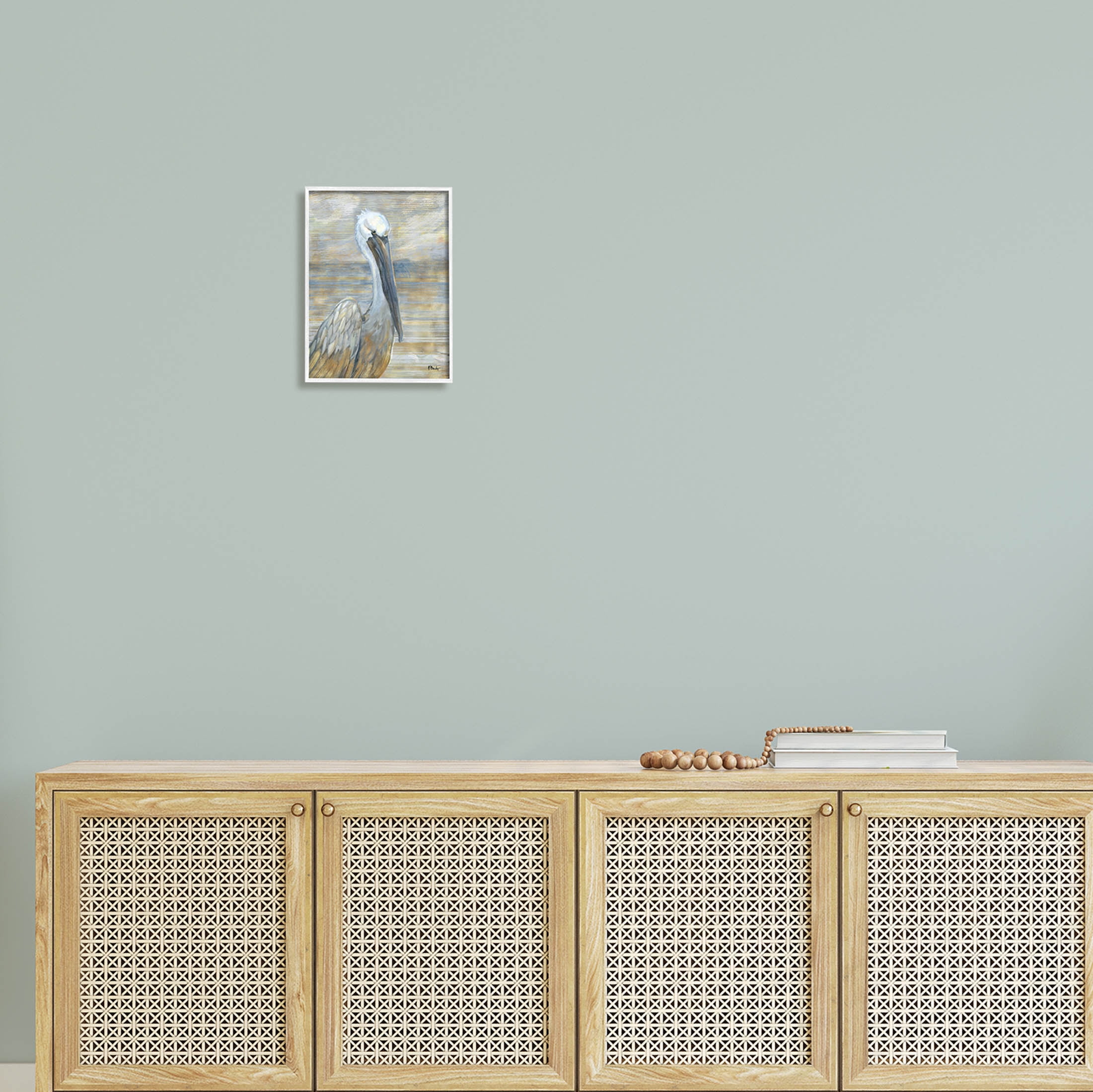 Stupell Industries Coastal Pelican Bird Abstract Portrait Painting White Framed Art Print Wall Art, Design by Paul Brent
