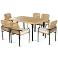 thumbnail image 4 of 7 Pieces Outdoor Patio Dining Set  for 6, Outdoor Wicker Furniture Set with Umbrella Hole for Backyard, Garden and Poolside, Beige, 4 of 9