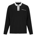 thumbnail image 6 of ZCFZJW Men's Quarter Zip Up Pullover Trendy Slim Fit Lapel Collar V Neck Long Sleeve Sweaters Casual Polo Sweatshirt Fashion Golf Ball Shirt Tops with Pockets Black L, 6 of 6