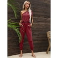 thumbnail image 4 of CALIPESSA Womens Summer Casual Rad Asymmetrical Neck Drawstring Waist Jumpsuit, 4 of 5