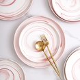 thumbnail image 2 of Stone Lain Marble Porcelain Dinnerware Set, 32 Piece Service for 8, Matte Pink, 2 of 5