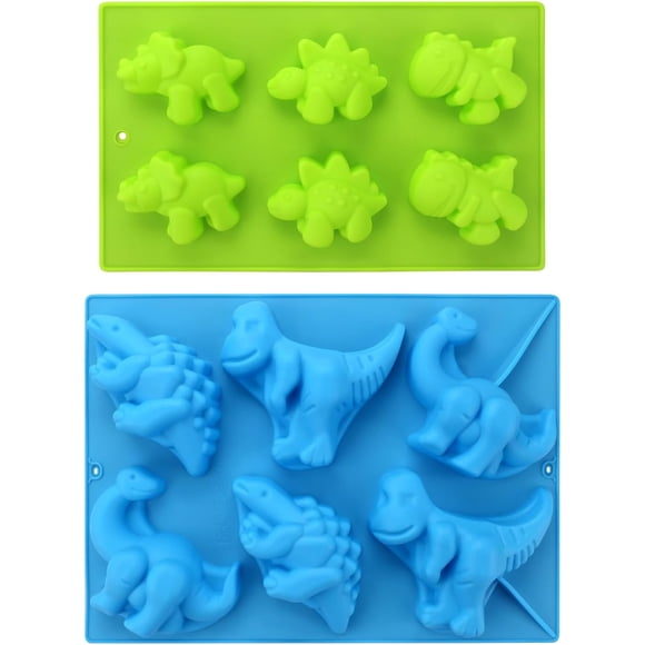 Dinosaur Silicone Molds, Beasea 2 Pack 3D Cake Mold Perfect for Dinosaur Gummies Chocolates Ice Cube Cake Decorations Baking Tools