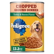 Pedigree Chopped Ground Dinner Turkey & Bacon Flavor Adult Soft Wet Dog Food, (12) 13.2 oz Cans