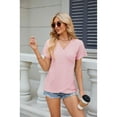 thumbnail image 2 of XCHQRTI Women's V Neck Blouse Shirt Wrap Front Tunic Top Short Sleeve Asymmetrical Shirt Tops, 2 of 7