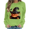 thumbnail image 3 of Jsaierl Halloween Sweatshirts for Women Plus Size Pumpkin Graphic Pullovers Fall Loose Fit Round Neck Long Sleeve Sweater Tops Halloween Clothes, Sizes S-2XL, 3 of 7