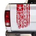 thumbnail image 1 of Veteran Army Retired Soldier Distressed American USA US Flag Truck Tailgate Vinyl Decal Compatible with Most Pickup Trucks U.S. Army Sticker USMC USAF US Navy Decal (11" x 20", Red), 1 of 8