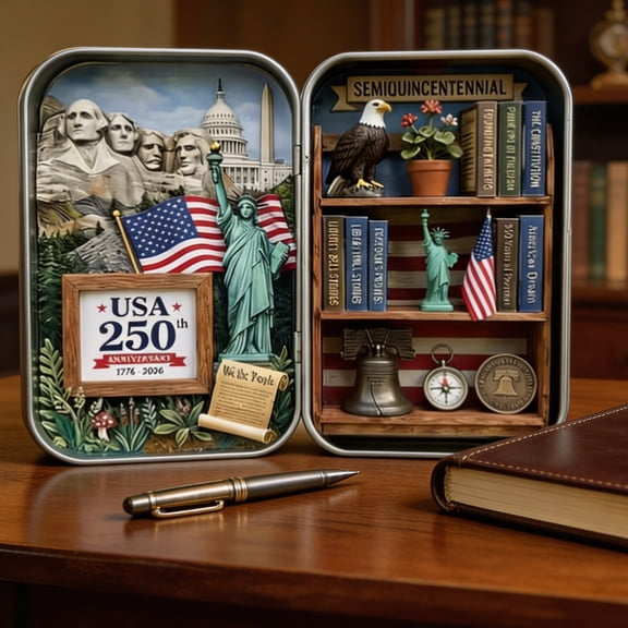 BSJJY 250th Anniversary Tinplate Box Gift, US 250 Year Commemorative Tin Box for Independence Day, Patriotic Collectible Storage Gift Box