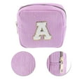 thumbnail image 4 of Unique Bargains 1 Pc Letter A Pattern Makeup Bag for Travel Pink Purple Corduroy, 4 of 6