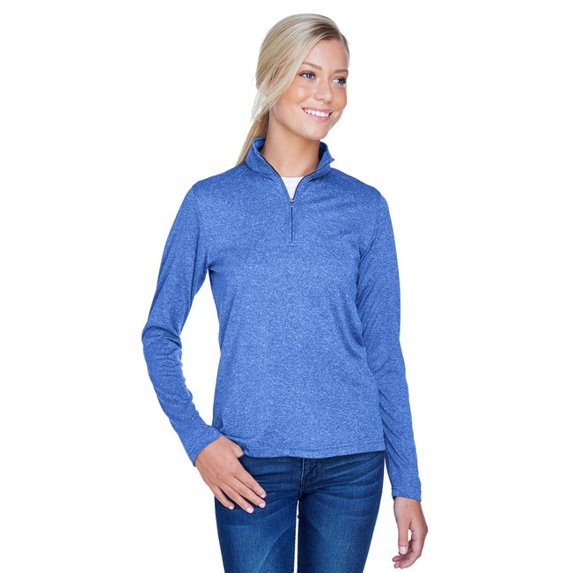 UltraClub Ladies 2 Pack Bundle Cool & Dry Heathered Performance Quarter-Zip Pullover Sweatshirt | Multipack (Available Sizes S-3XL)