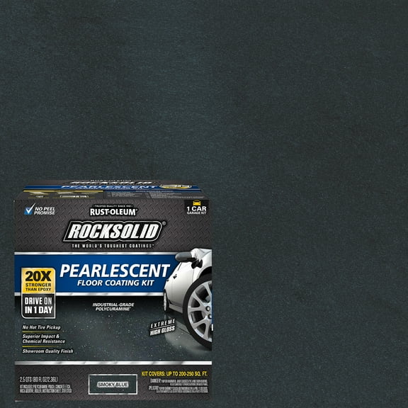 Smokey Blue, RockSolid Pearlescent 1 Car Garage Floor Coating Kit-306328, 80 oz