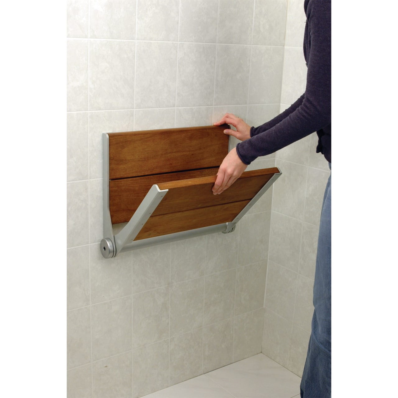 Serenaseat Fold Down Shower Seat 18 In Nickel Walmart Com Walmart Com