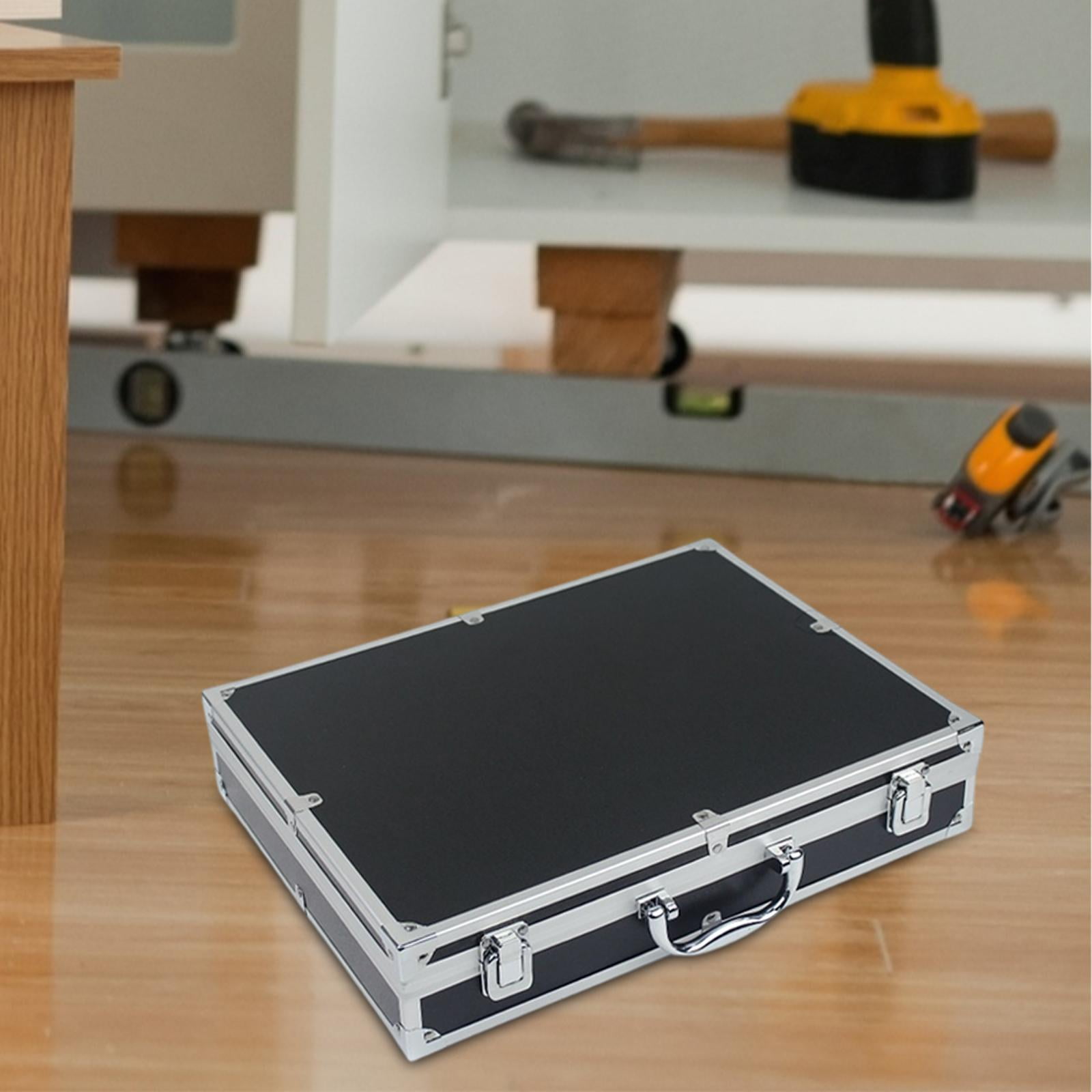 MAGIDEAL Aluminum Alloy Tool Box Carry Case Briefcase with Handle Multipurpose Sturdy Organizer Carrying Suitcase for Warehouse Travel Black