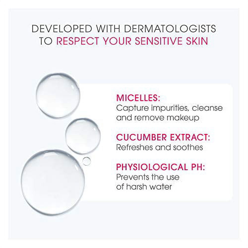 BIODERMA Micellar Cleansing Water, Sensibio H2O Soothing and Makeup Removing Solution for Sensitive Skin - Face and Eyes - Reversed Pump 16.7 fl.oz.