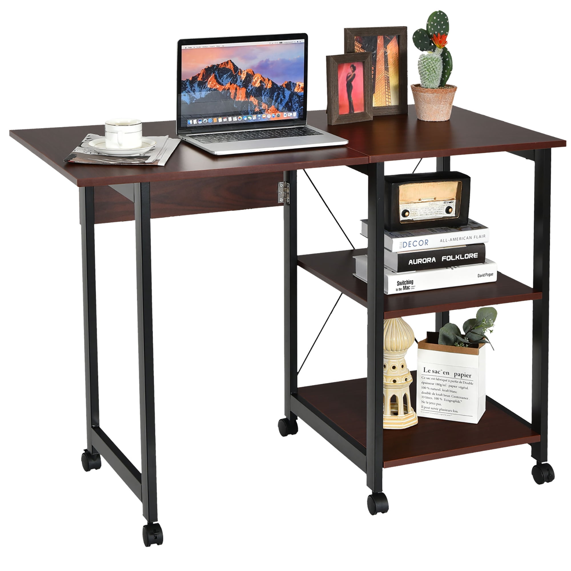 Household  Folded Computer Desk Bed Side PC Book Write Folding Rotation Table 
