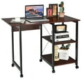 thumbnail image 1 of Costway Rolling Computer Desk Folding Writing Office Desk w/ Storage Shelves, 1 of 10
