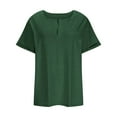 thumbnail image 4 of CFLVAEK Summer Plus Size Women's Tshirts 2025 Loose Fitting Notch V Neck Tunic Tshirt Casual Short Sleeve T Shirts Solid Color Basic Tees Army Green XL, 4 of 6