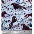 thumbnail image 1 of Soimoi Japan Crepe Satin Fabric Leaves,Floral & Unicorn Animal Print Fabric by The Yard 42 Inch Wide, 1 of 1