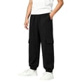 thumbnail image 2 of ZOYOEN Boys Cargo Sweatpants with Pockets- Straight Leg Baggy Casual Elastic Waist Kids Jogger Pants Black Size 9-10Years, 2 of 7