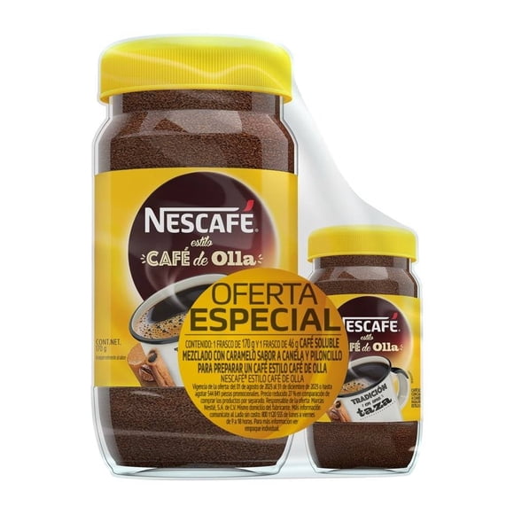 Café soluble Nescafé de olla 170 g + 1 frasco de 46 g