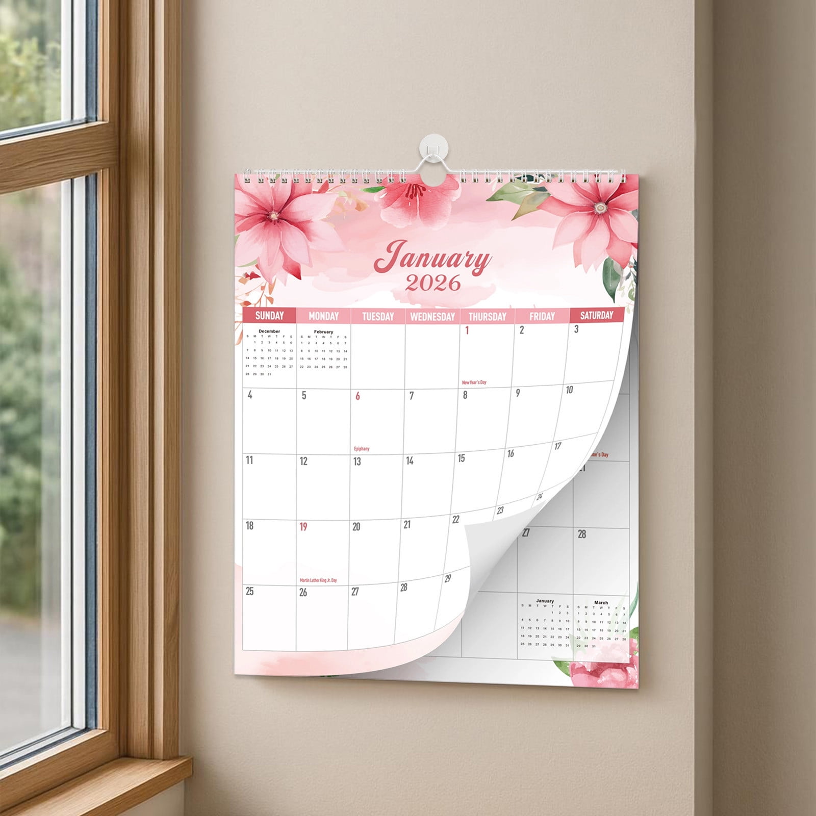 Wall Calendar 2026-2027 Yearly Planner Large Print Monthly Organizer Federal Holidays Included Wall Planning Calendar for Home Office School Family Schedule Time Management Productivity Organizer